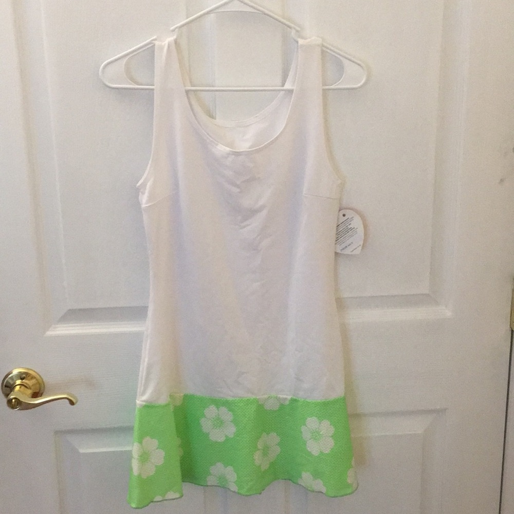 Show No Love tennis dress small white/lime green